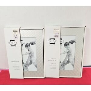 2 Prinz Silver Gray Tone Tabletop Photo Picture Frames 4" x 6" Photo 201-6546‎